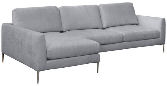 ECKSOFA Grau Chenille Rückenkissen, Rücken echt  - Silberfarben/Grau, KONVENTIONELL, Textil/Metall (143/284cm) - Carryhome