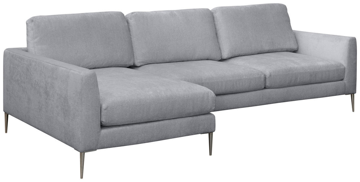 ECKSOFA Grau Chenille  - Silberfarben/Grau, KONVENTIONELL, Textil/Metall (143/284cm) - Carryhome
