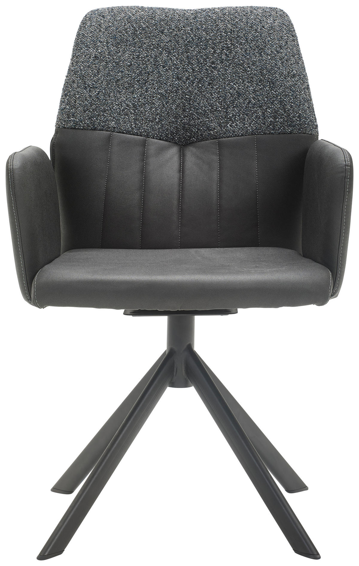 ARMLEHNSTUHL  in Lederlook, Webstoff  - Anthrazit/Schwarz, Konventionell, Textil/Metall (57/87/63cm) - Valdera