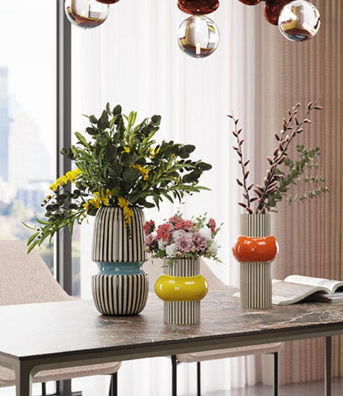 VASE 31 cm  - Blau/Schwarz, Design, Keramik (15/31/15cm) - Kare-Design