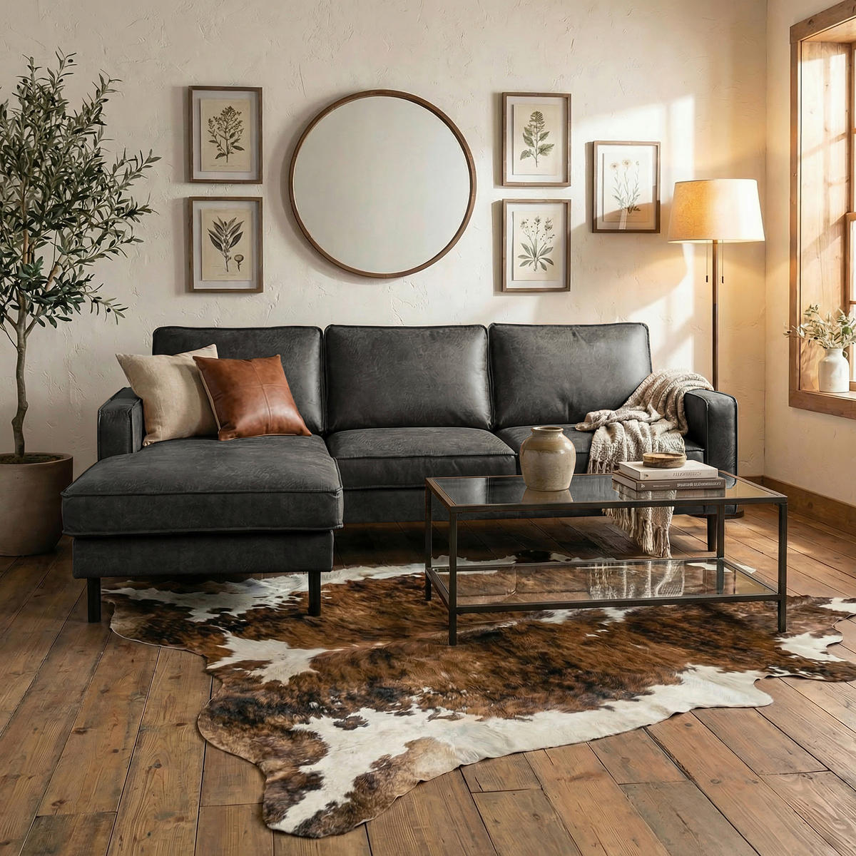 ECKSOFA Dunkelgrau Echtleder Lederlook Bettkasten, Schlaffunktion, Rücken echt  - Dunkelgrau/Schwarz, Design, Leder/Textil (166/238cm) - Livetastic