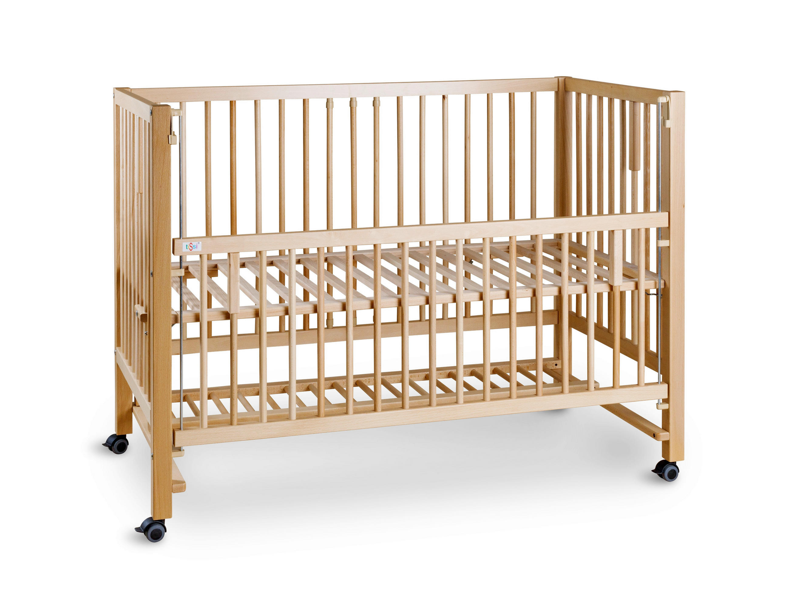 BEISTELLBETT Hajo   - Buchefarben, Basics, Holz (124/90/64cm) - tiSsi