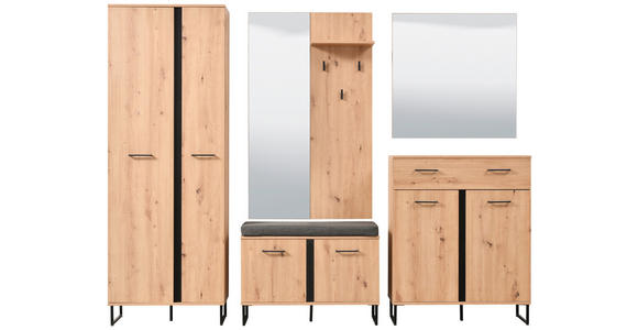 GARDEROBE 5-teilig  in 260/194,5/35 cm  - Schwarz/Eiche Artisan, Basics, Holzwerkstoff (260/194,5/35cm) - Carryhome