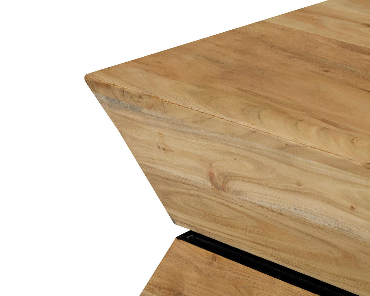 COUCHTISCH 55/55/40 cm Akazie vollmassiv quadratisch Schwarz, Akaziefarben  - Schwarz/Akaziefarben, Design, Holz (55/55/40cm) - Livetastic