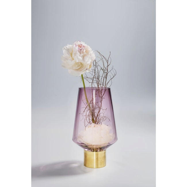 VASE 26 cm  - Lila, Design, Glas/Metall (16/26/16cm)