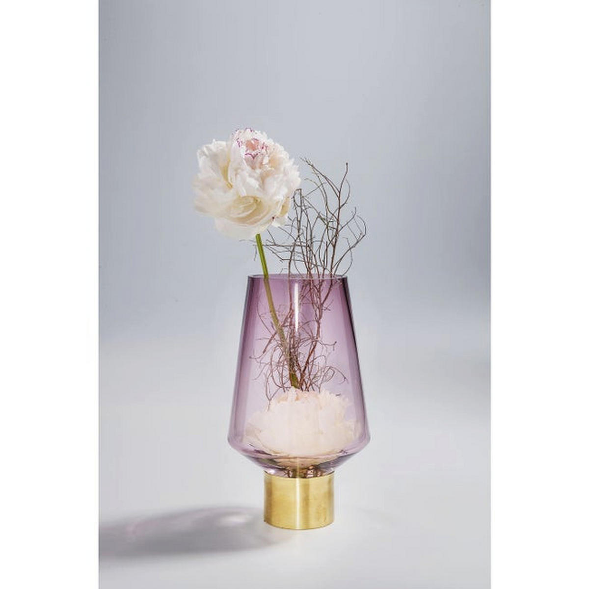 VASE 26 cm  - Lila, Design, Glas/Metall (16/26/16cm)