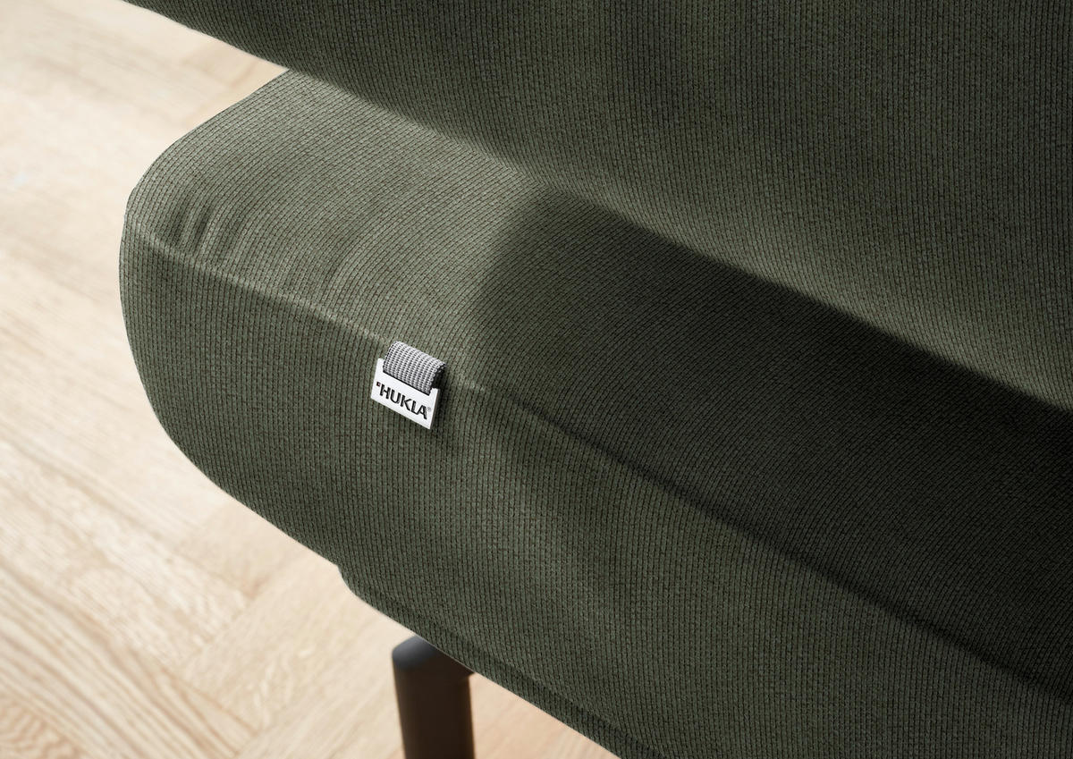 ECKSOFA in Chenille Olivgrün  - Schwarz/Olivgrün, Design, Textil/Metall (224/305cm) - Dieter Knoll