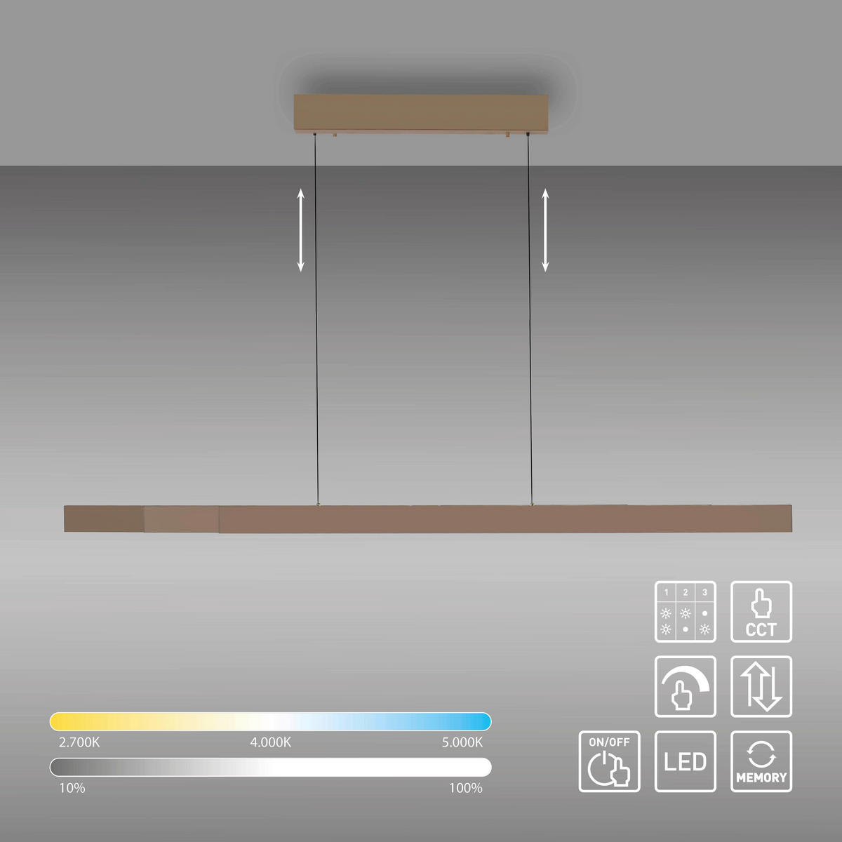 LED-HÄNGELEUCHTE 179/5,8/180 cm    - Bronzefarben, Design, Metall (179/5,8/180cm) - Paul Neuhaus