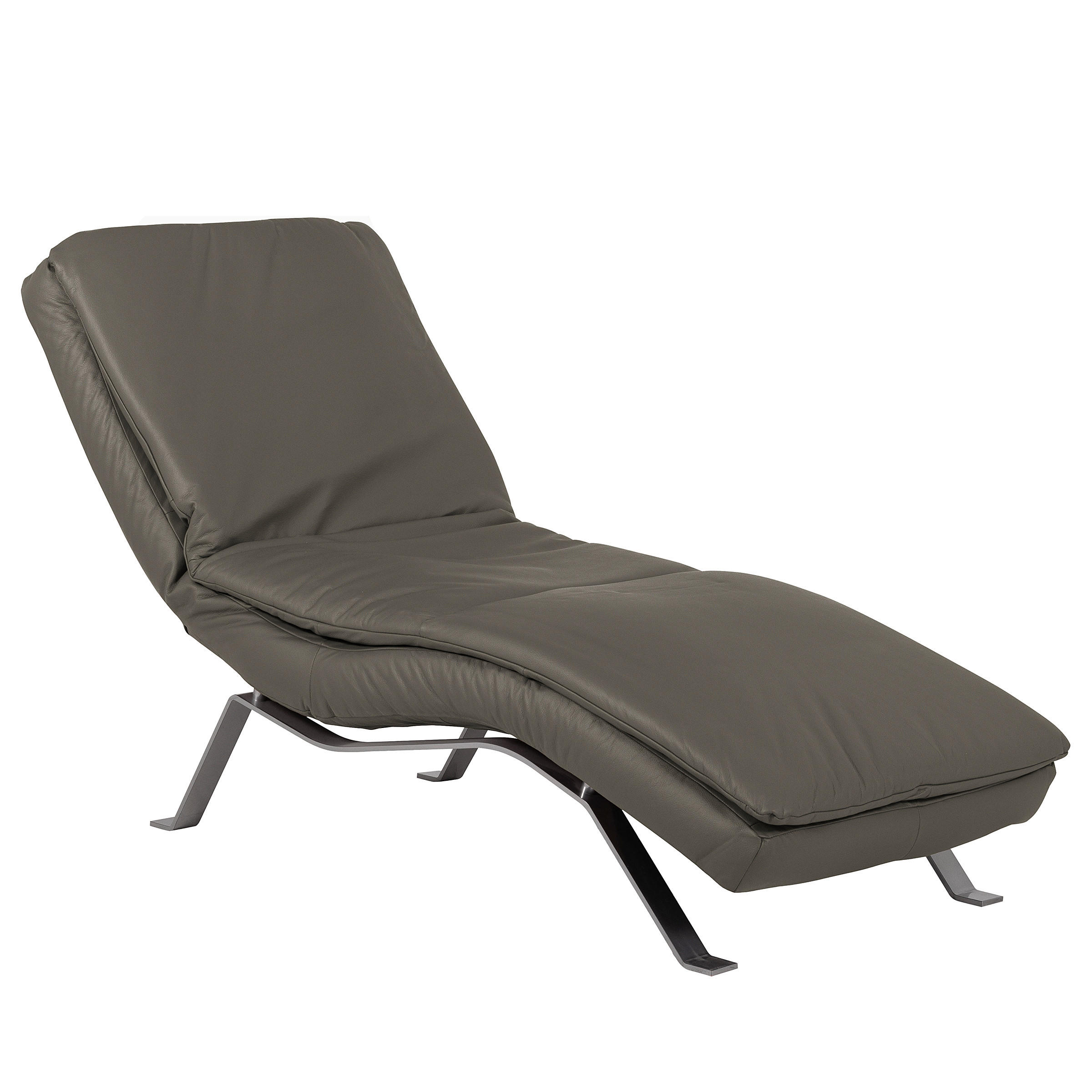 RELAXLIEGE in Echtleder Schlammfarben  - Schlammfarben/Silberfarben, Design, Leder/Metall (65/95/171cm) - Celina Home