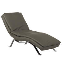 RELAXLIEGE in Echtleder Schlammfarben  - Schlammfarben/Silberfarben, Design, Leder/Metall (65/95/171cm) - Celina Home
