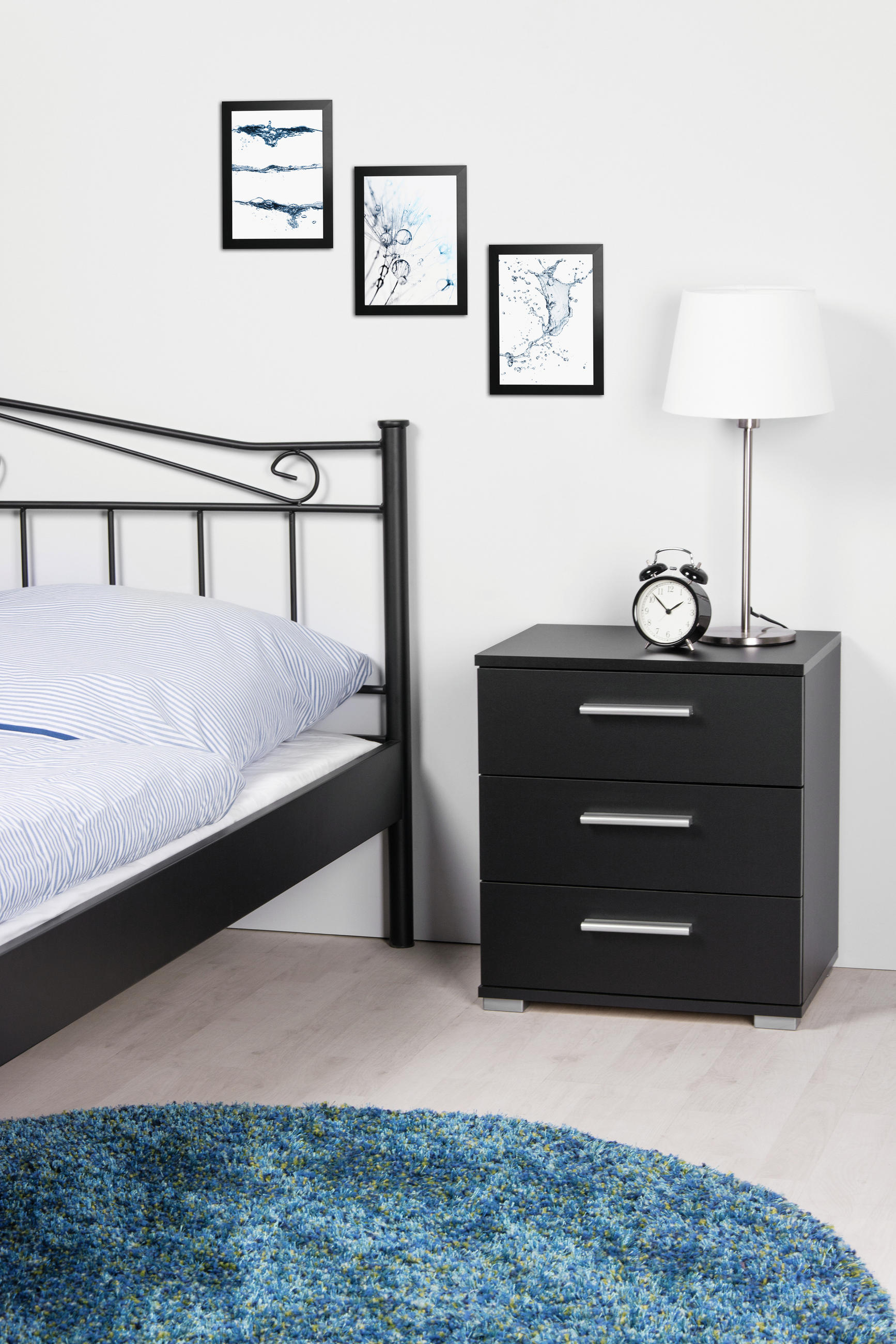 NOĆNI ORMARIĆ crna   - crna/boje aluminija, Konvencionalno, drvni materijal/plastika (45/50/34cm) - Ti'me