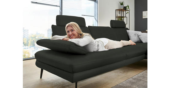 ECKSOFA in Echtleder Dunkelgrün 310/180 cm - Dunkelgrün/Schwarz, Design, Leder/Metall (310/180cm) - Dieter Knoll