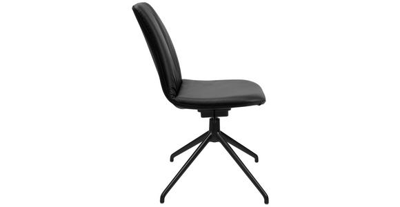 STUHL in Aluminium Echtleder pigmentiert Metall, Leder - Schwarz, Design, Leder/Metall (46/81,5-84,5/55cm) - Johann Jakob
