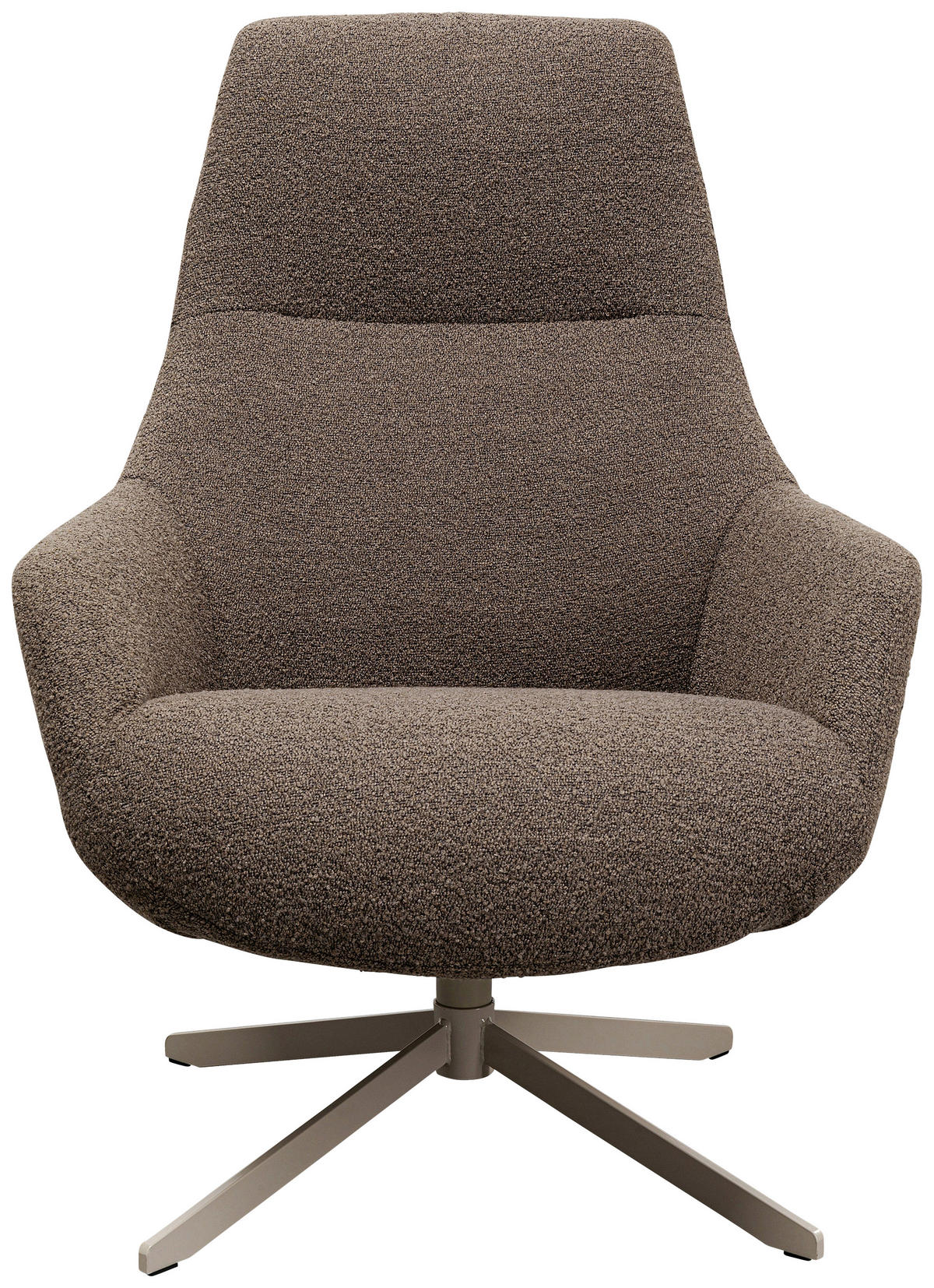 SESSEL in Bouclé Graubraun  - Greige/Graubraun, Design, Textil/Metall (76/100/81cm) - Kare-Design