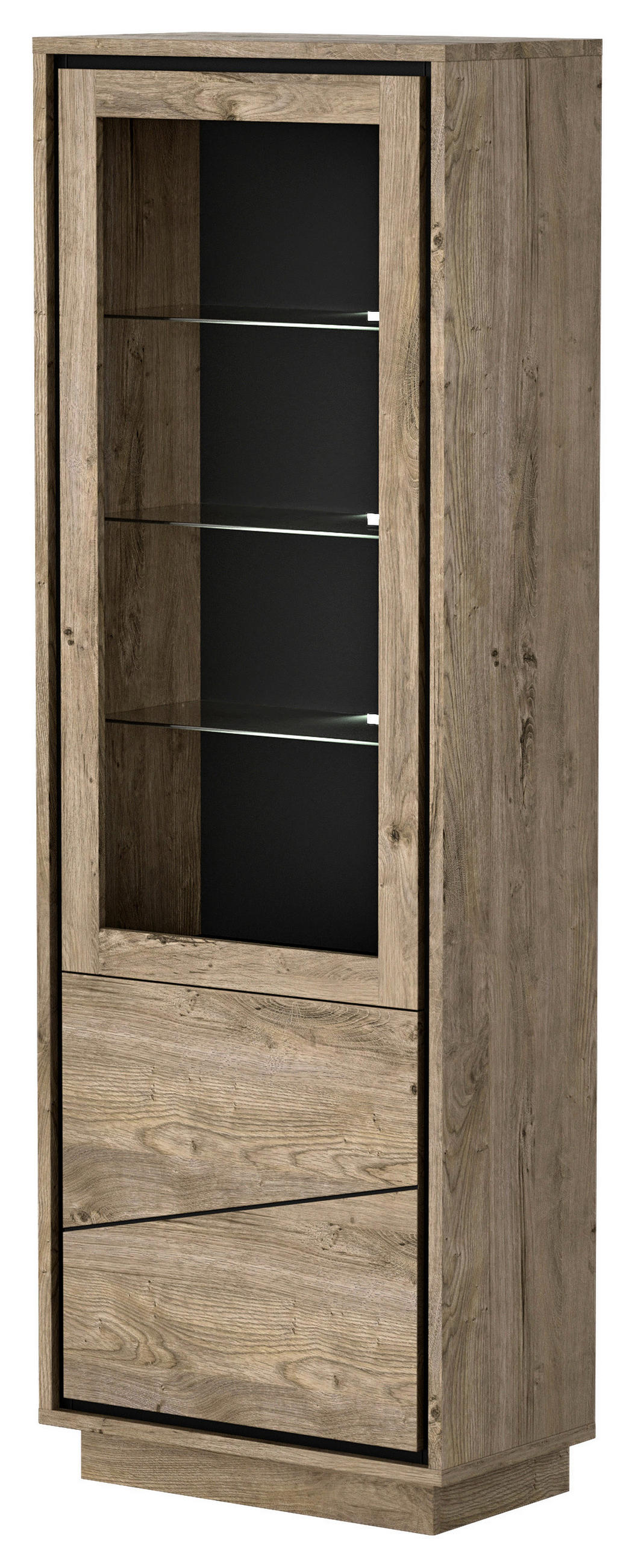 VITRÍNA, antracitová, koňaková, 68/201/37 cm - antracitová/koňaková, Design, kompozitní dřevo/sklo (68/201/37cm) - Livetastic