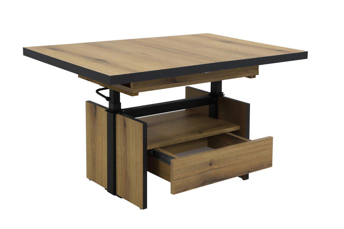 COUCHTISCH 70/110-150/54-73 cm rechteckig Anthrazit, Eichefarben  - Eichefarben/Anthrazit, Design, Holzwerkstoff (70/110-150/54-73cm) - Livetastic