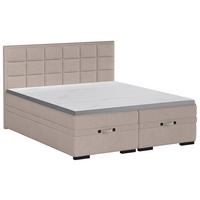 BOXSPRINGBETT 180/200 cm  in Taupe  - Taupe/Schwarz, KONVENTIONELL, Kunststoff/Textil (180/200cm) - home24