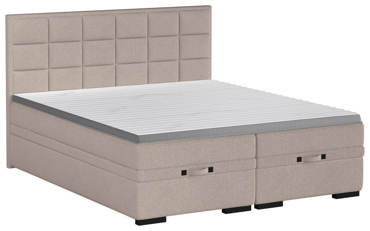 BOXSPRINGBETT 180/200 cm  in Taupe  - Taupe/Schwarz, KONVENTIONELL, Kunststoff/Textil (180/200cm) - home24
