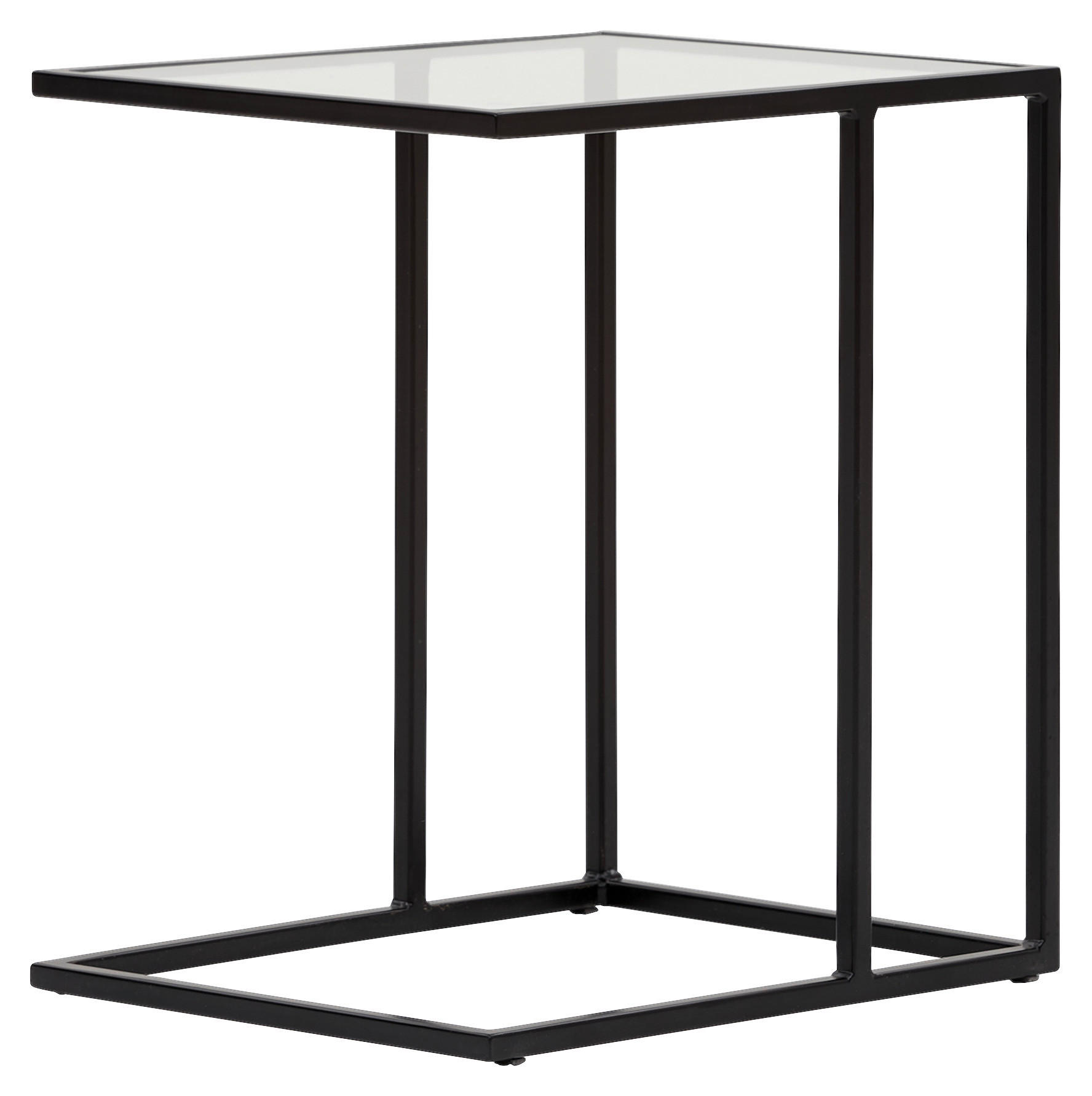 BEISTELLTISCH in Metall, Glas 45/35/46 cm  - Schwarz, Design, Glas/Metall (45/35/46cm) - Novel