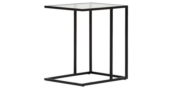 BEISTELLTISCH in Metall, Glas 45/35/46 cm  - Schwarz, Design, Glas/Metall (45/35/46cm) - Novel