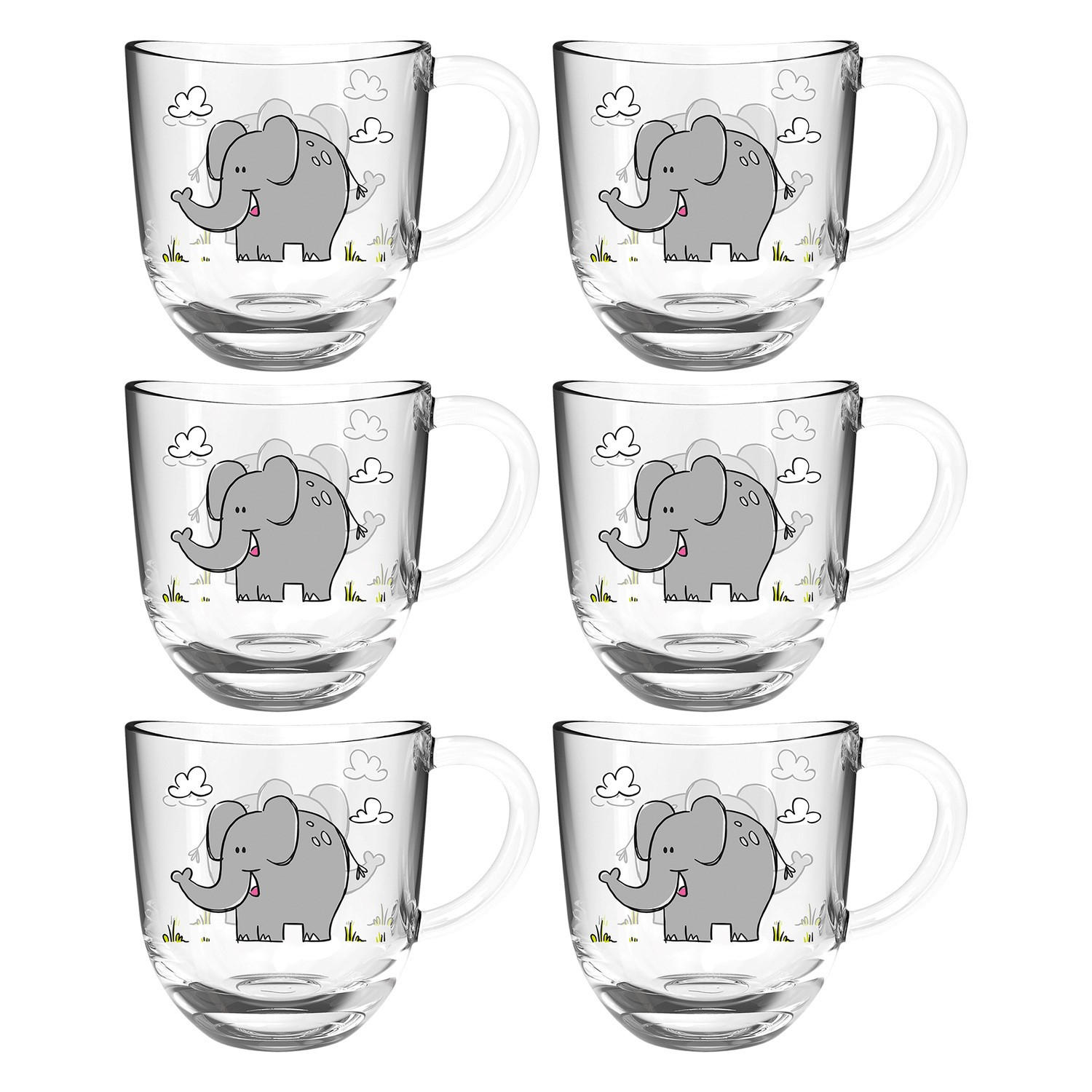 TASSENSET 6-teilig  - Transparent, Trend, Glas (13,60/14,10/8,70cm) - Leonardo