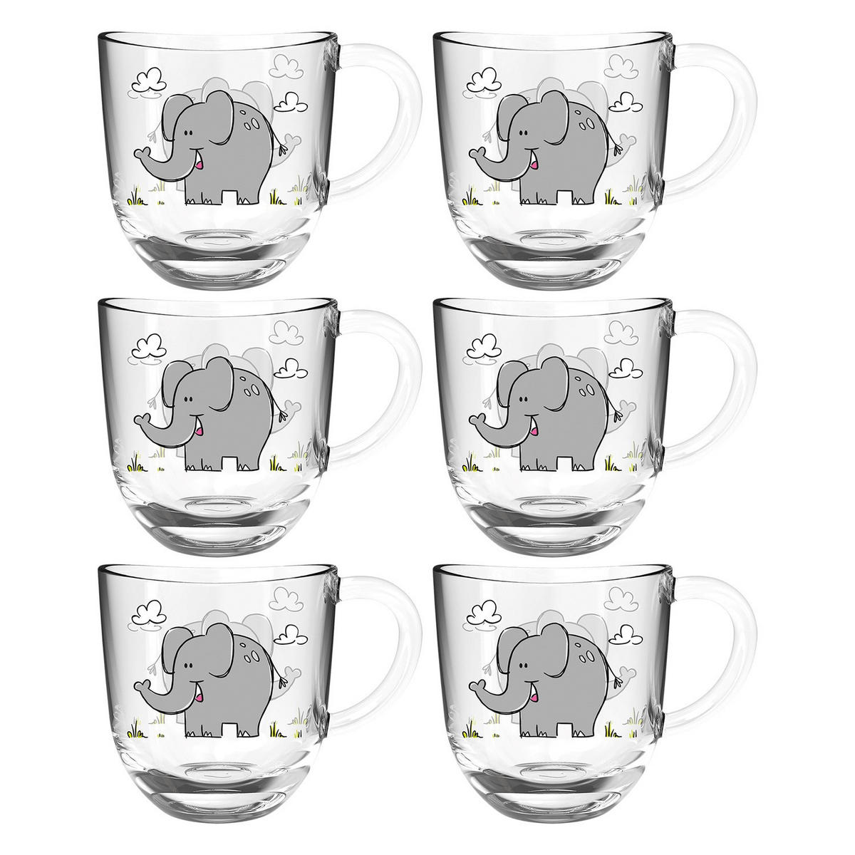 TASSENSET 6-teilig  - Transparent, Trend, Glas (13,60/14,10/8,70cm) - Leonardo