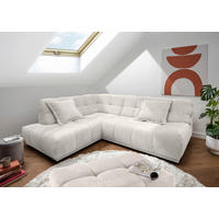ECKSOFA Chenille Creme  - Creme/Schwarz, Modern, Kunststoff/Textil (203/254cm) - Livetastic