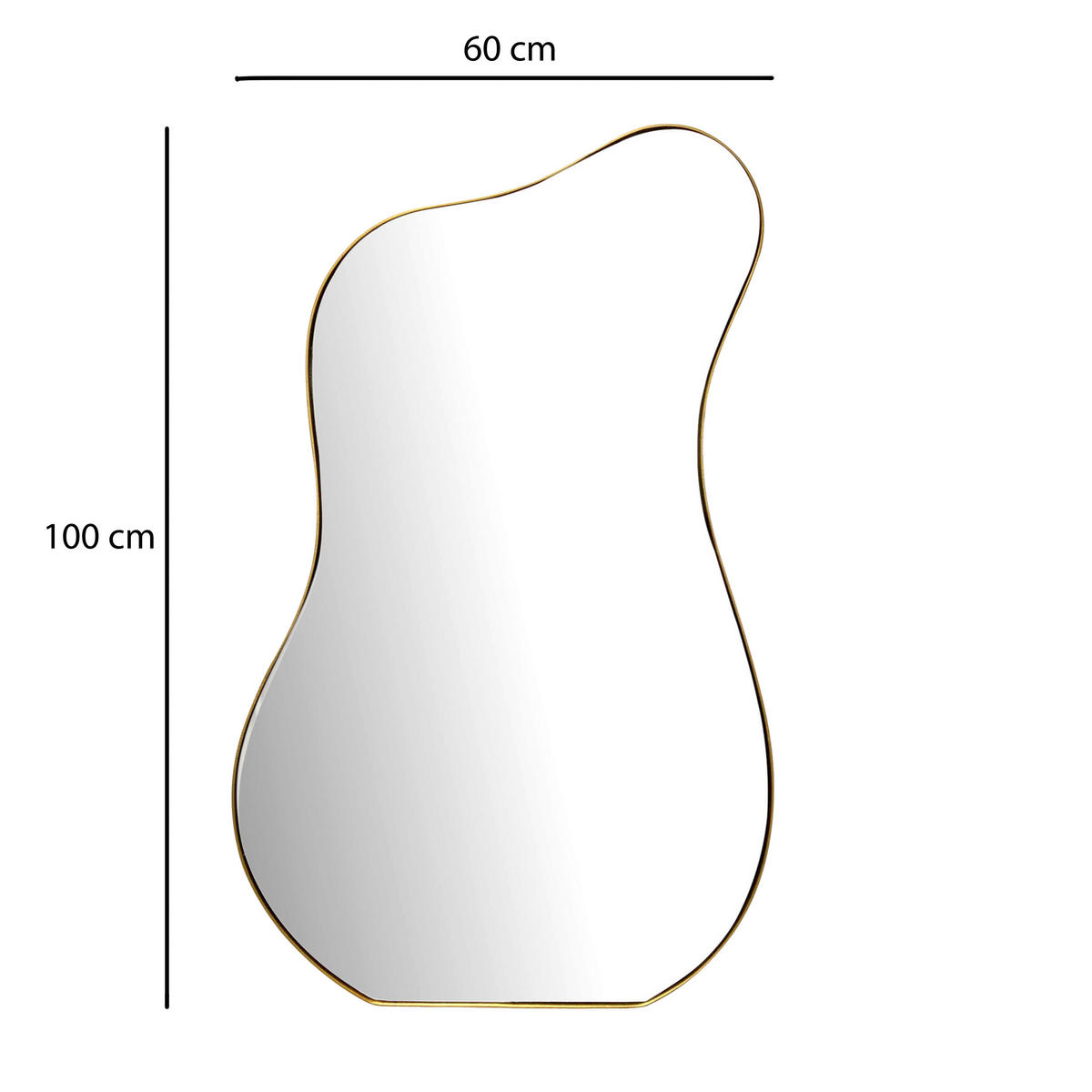 WANDSPIEGEL 60/100/2,5 cm  - Goldfarben, Design, Glas/Metall (60/100/2,5cm) - MID.YOU