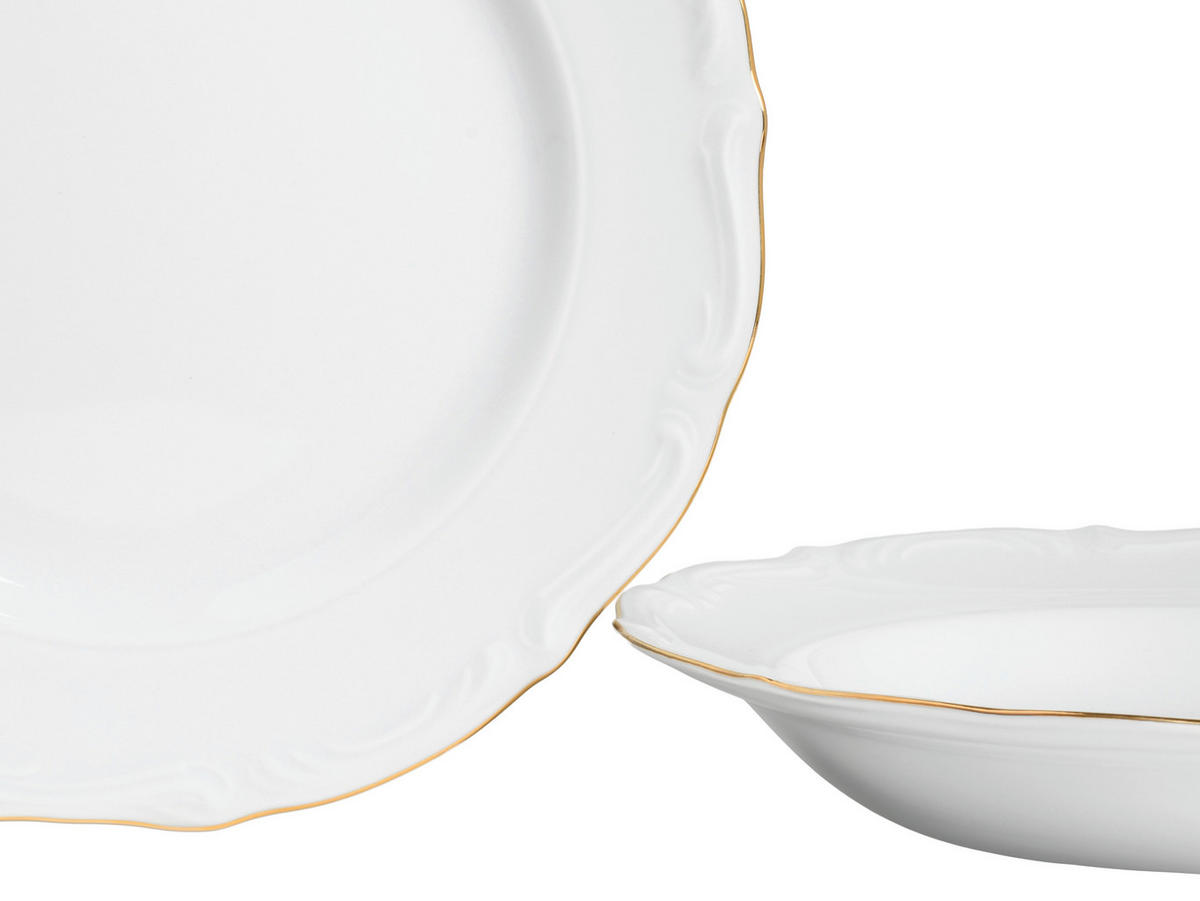 TAFELSERVICE Maria Theresia Gold 12-teilig  - Goldfarben/Weiß, Basics, Keramik (27/22,5/27,5cm) - Creatable