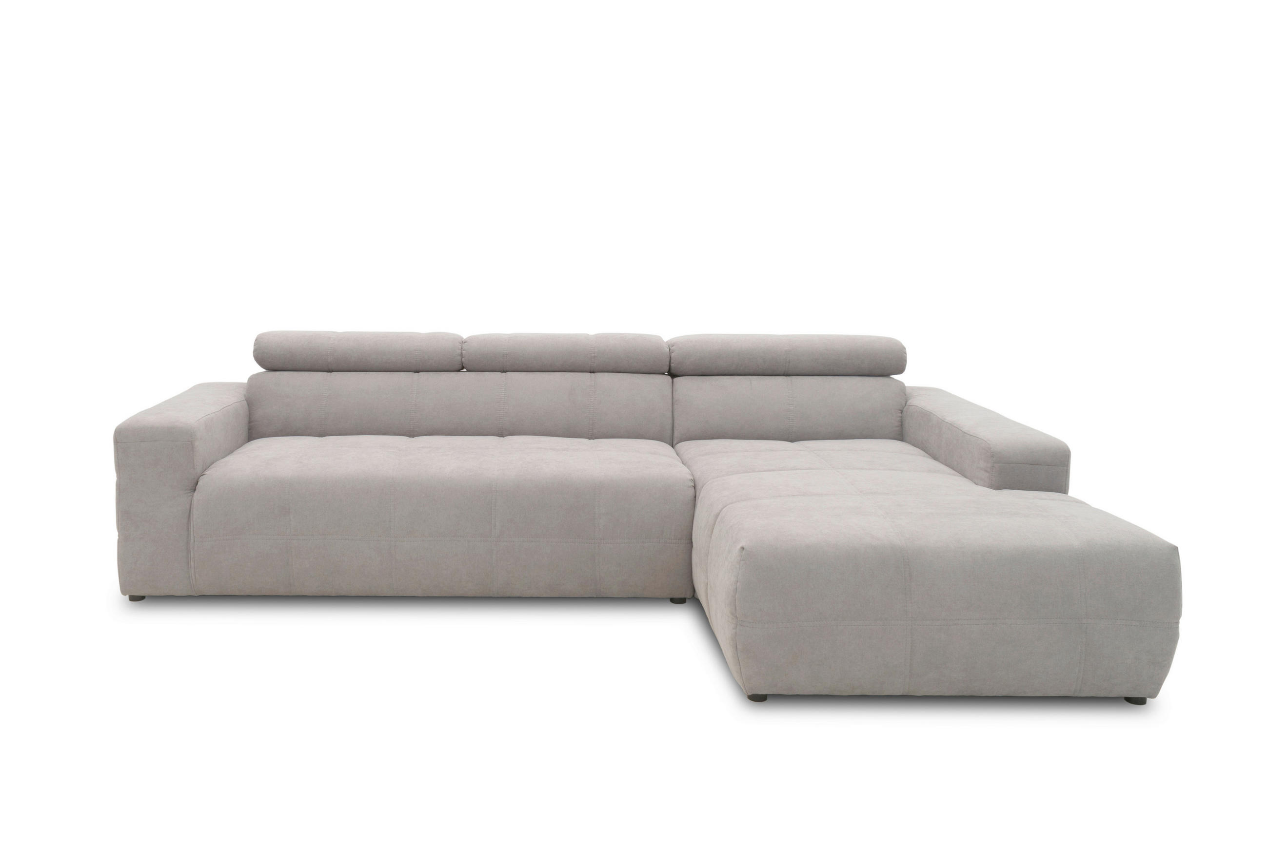 ECKSOFA Silberfarben Mikrofaser Kopfteilverstellung, Sitzvorzug  - Silberfarben/Schwarz, Design, Kunststoff/Textil (285/175cm) - MID.YOU