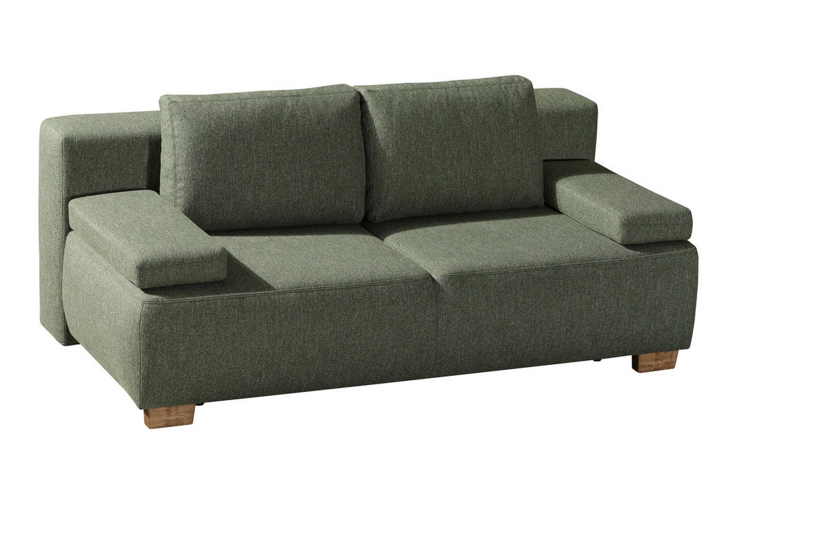 BOXSPRINGSOFA in Grün  - Naturfarben/Grün, Modern, Holz/Textil (205/93/108cm) - Novel