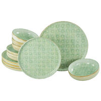 JEDÁLENSKÝ SERVIS, kamenina - krémová/zelená, Basics, keramika - Creatable