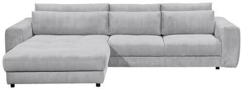 ECKSOFA in Cord Hellgrau 194/333 cm - Hellgrau/Schwarz, KONVENTIONELL, Holzwerkstoff/Kunststoff (194/333cm) - MID.YOU