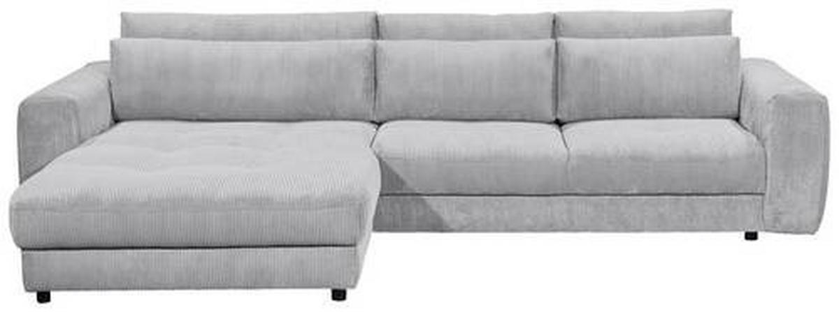 ECKSOFA in Cord Hellgrau  - Hellgrau/Schwarz, Konventionell, Holzwerkstoff/Kunststoff (194/333cm) - MID.YOU
