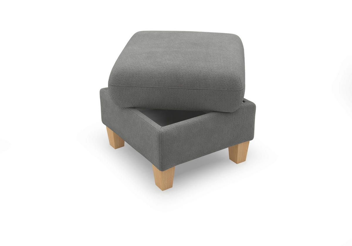 HOCKER GLENDALE E Flachgewebe Grau  - Eichefarben/Grau, KONVENTIONELL, Holz/Textil (58/48/58cm) - Sit & More
