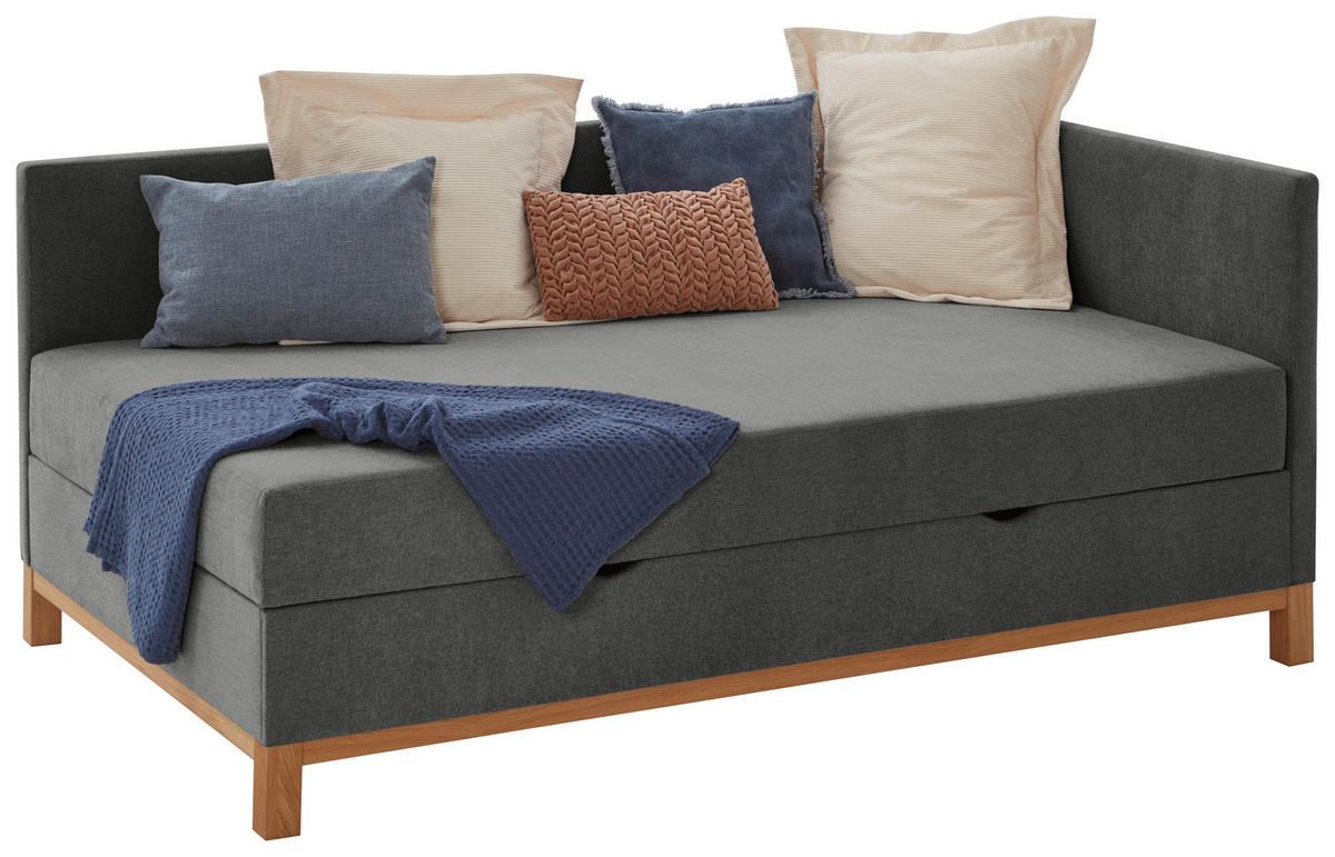 BOXBETT 120/200 cm  in Anthrazit  - Eichefarben/Anthrazit, Design, Holz/Textil (120/200cm) - Boxxx