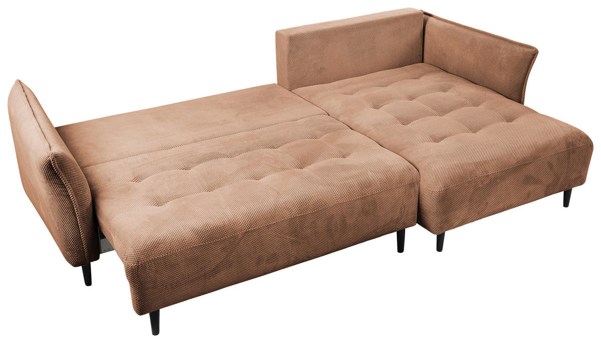 ECKSOFA in Chenille Dunkelorange  - Dunkelorange/Schwarz, Modern, Textil/Metall (285/200cm) - MID.YOU