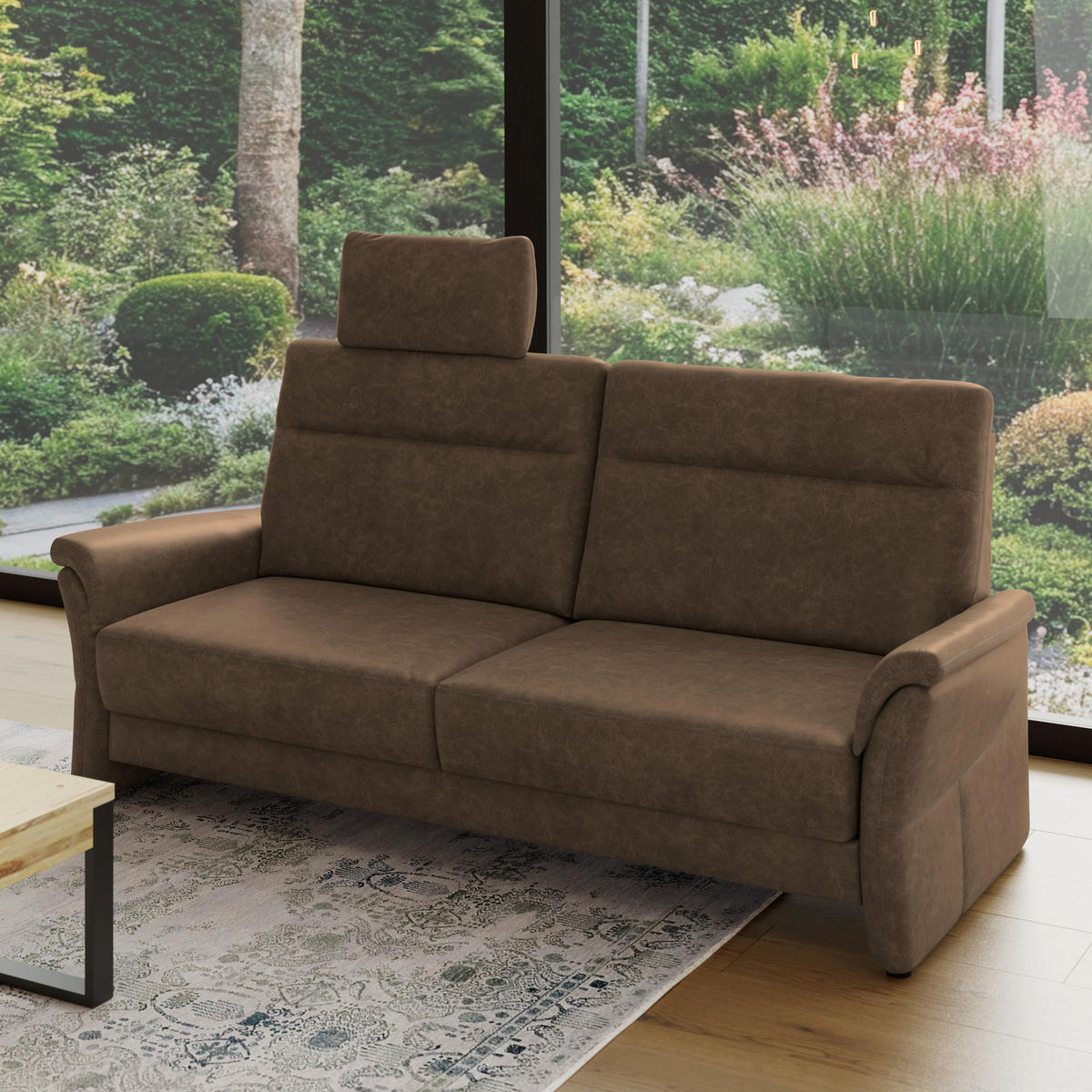 3,5-SITZER - Schwarz/Braun, Konventionell, Kunststoff/Textil (205/98/91cm) - Elegando