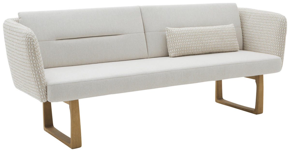 SITZBANK 224/91/69 cm Flachgewebe Beige massiv Holz  - Eichefarben/Beige, Design, Holz/Textil (224/91/69cm) - Valnatura