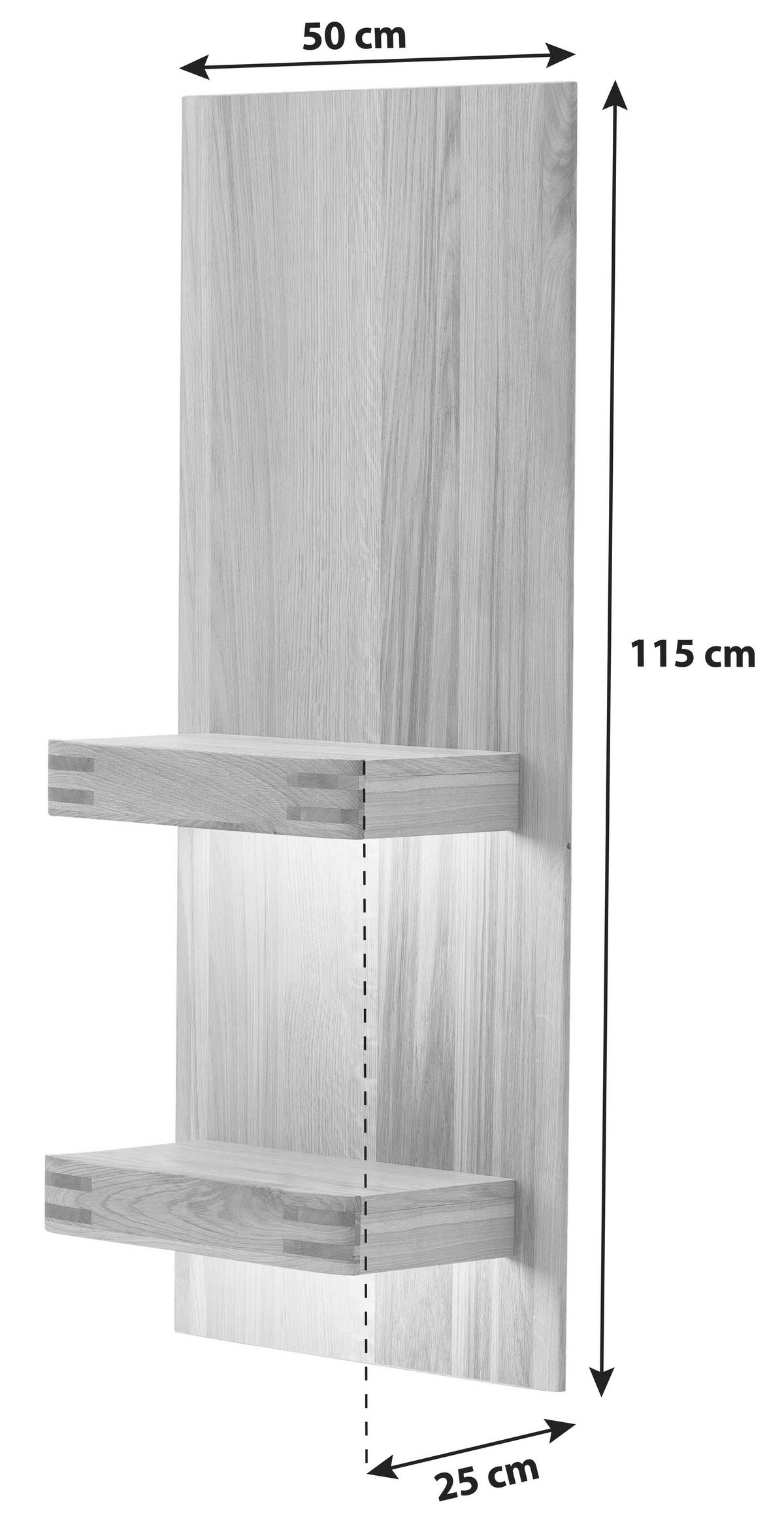 WANDREGAL 50/115/25 cm  - Eichefarben, Design, Holz/Holzwerkstoff (50/115/25cm) - Livetastic