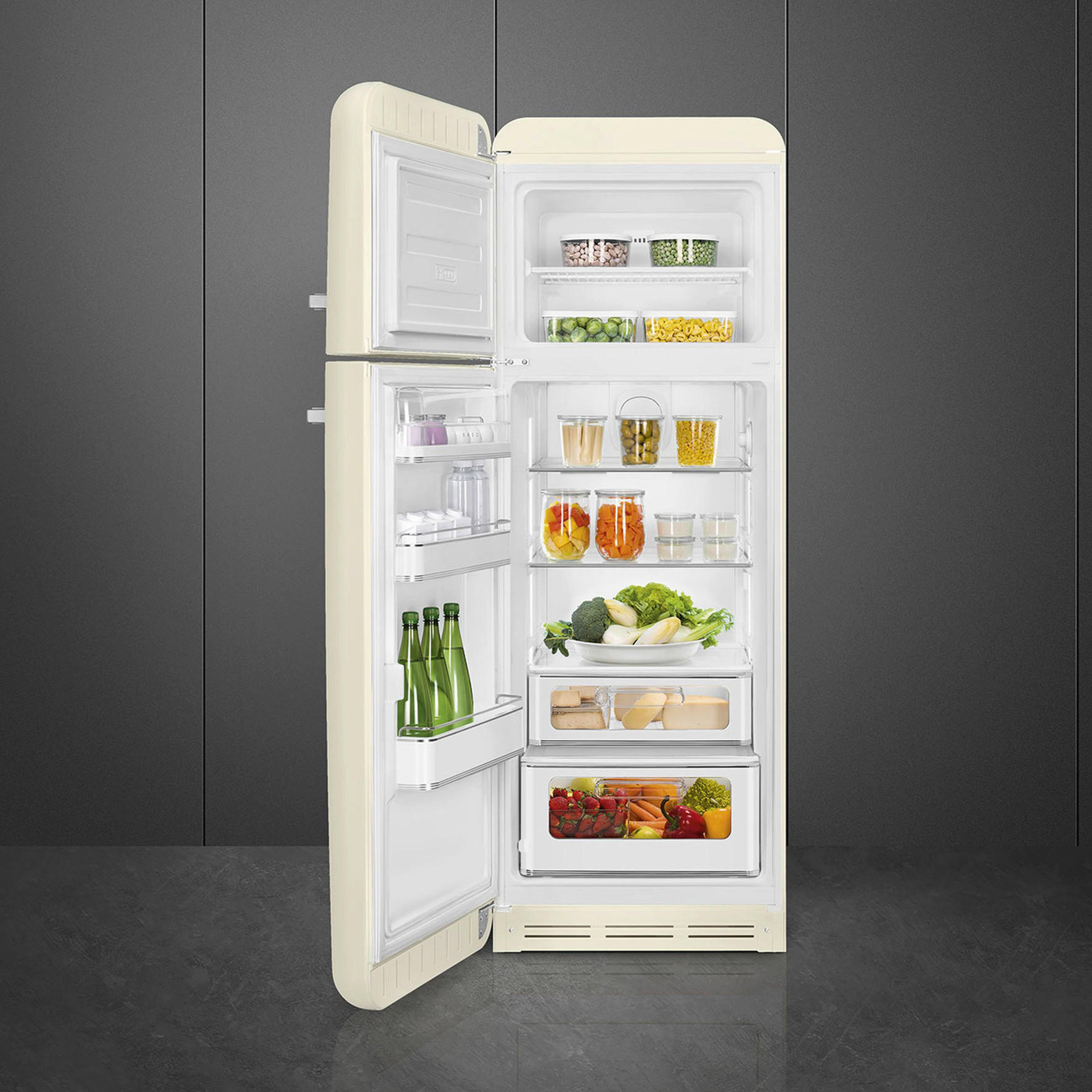 KÜHL-GEFRIER-KOMBINATION 60/172/72,8 cm FAB30LCR6 - Creme, MODERN, Metall (60/172/72,8cm) - SMEG