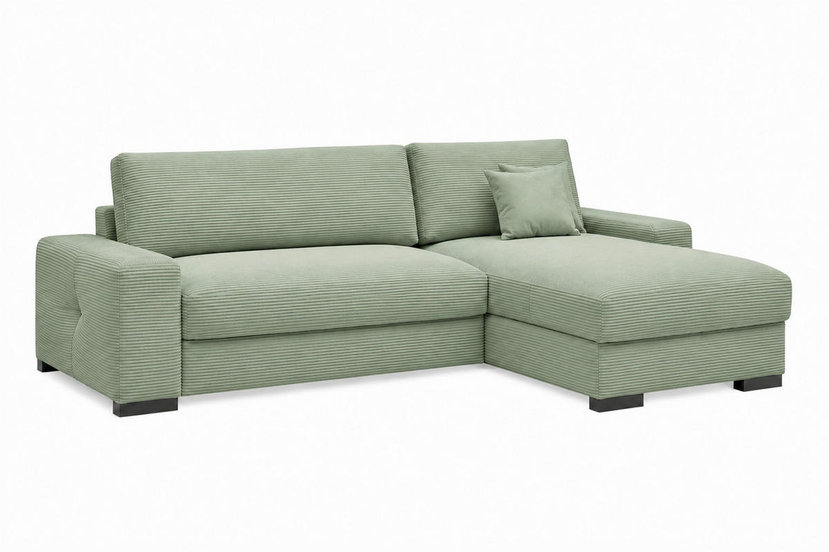 ECKSOFA  Cord Mintgrün  - Schwarz/Mintgrün, Basics, Holz/Holzwerkstoff (264/184cm) - MID.YOU