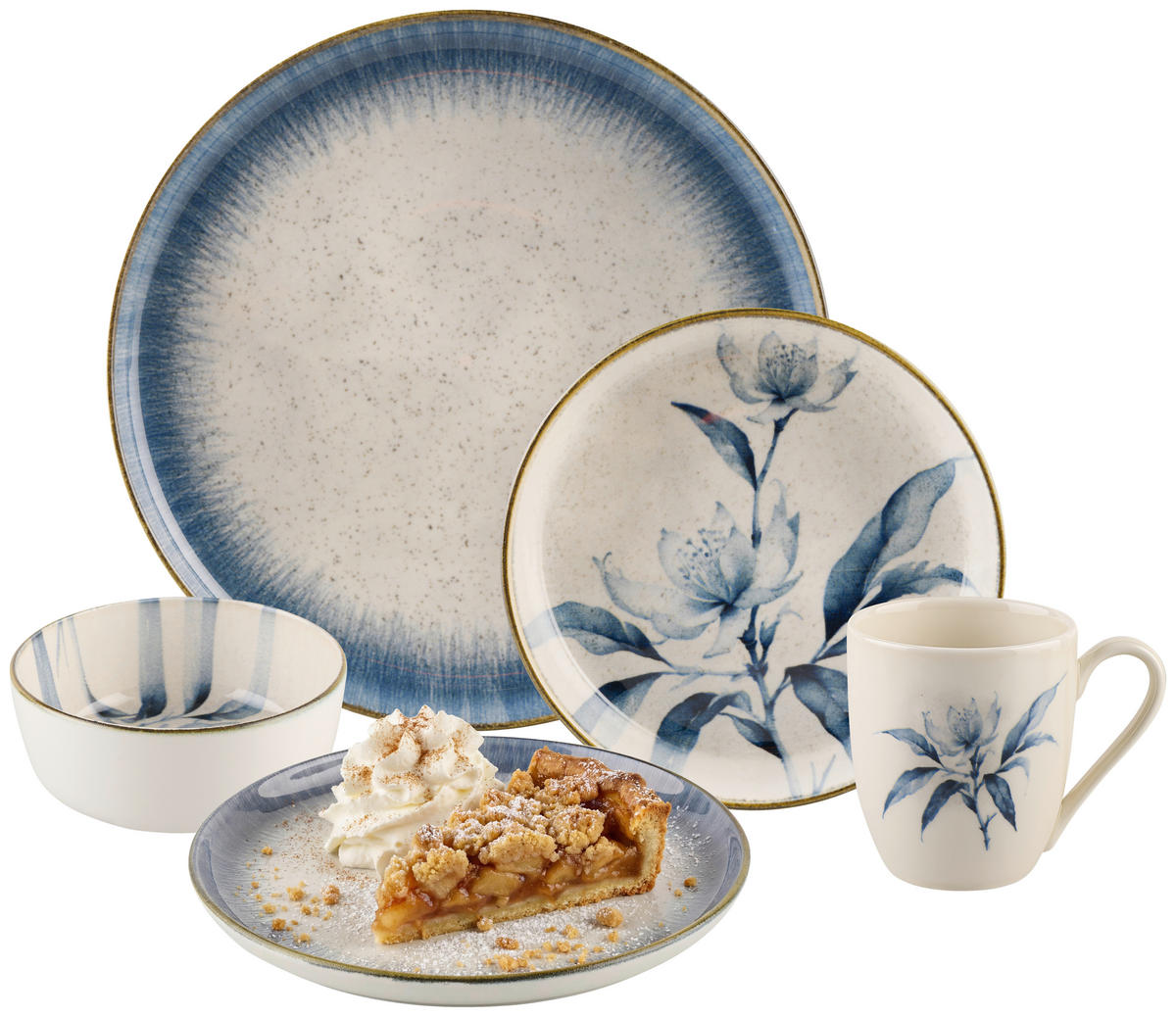 KOMBINOVANI SERVIS    - bela/plava, Lajfstajl, keramika - Landscape