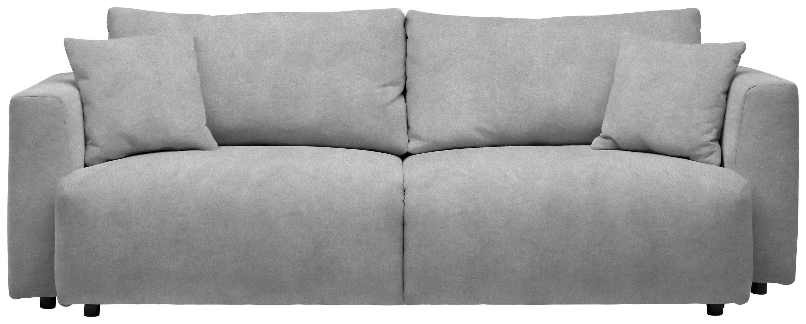 SCHLAFSOFA  mit Stoffauswahl, Schlafen auf Sitzhöhe, Rücken echt Velours Hellgrau  - Hellgrau/Schwarz, Design, Kunststoff/Textil (250/92/105cm) - Carryhome