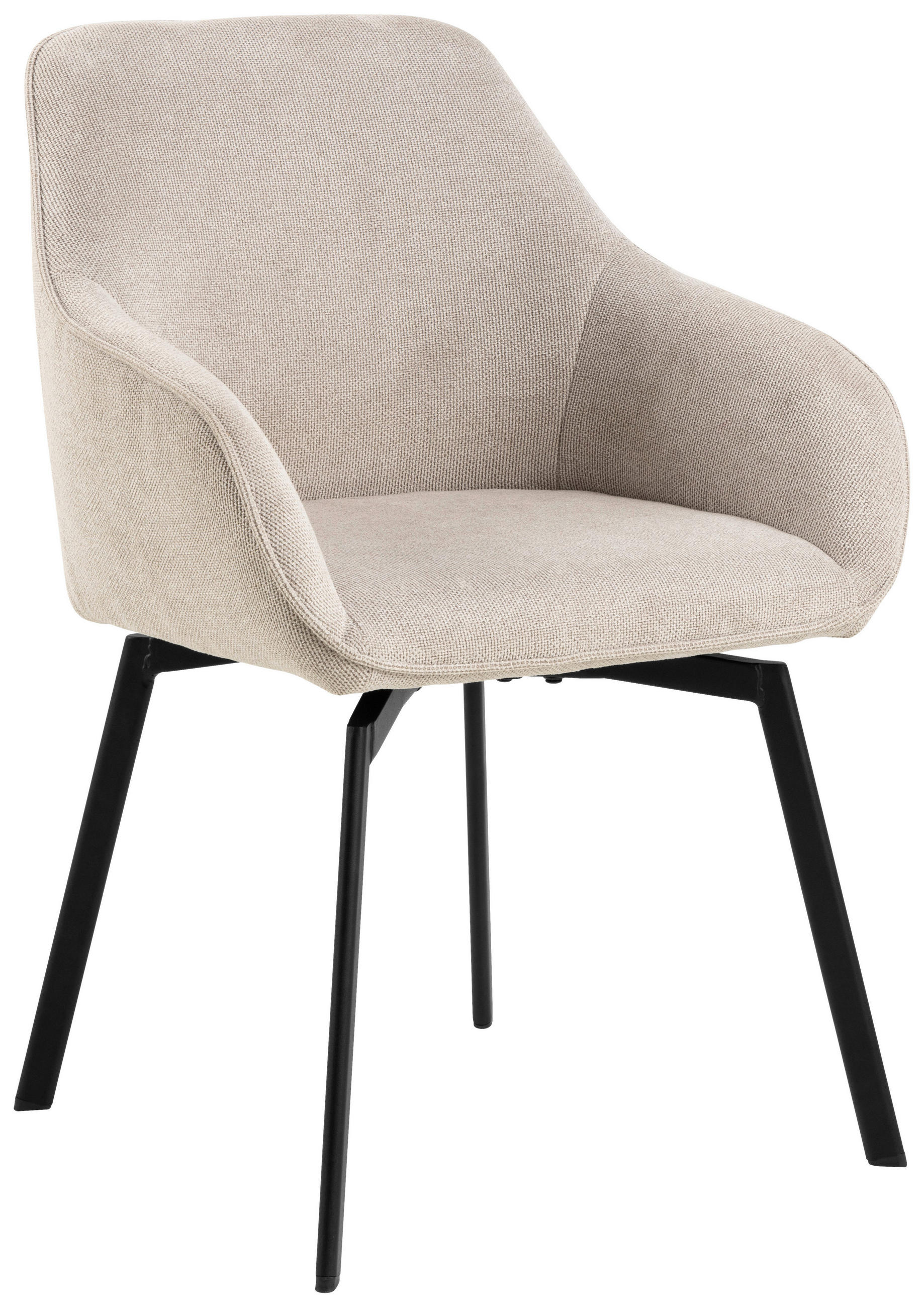 STUHL  in Struktur Textil  - Beige/Schwarz, Design, Textil/Metall (58,5/83,5/55,5cm) - MID.YOU