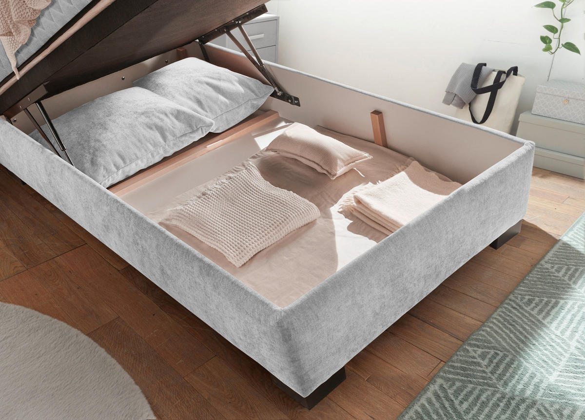 BOXBETT 120/200 cm  in Hellgrau  - Hellgrau/Schwarz, Modern, Holzwerkstoff/Kunststoff (120/200cm) - MID.YOU