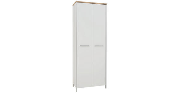 GARDEROBENSCHRANK Eiche furniert lackiert Eichefarben, Weiß - Eichefarben/Alufarben, MODERN, Holz/Holzwerkstoff (72/193/38cm) - Dieter Knoll