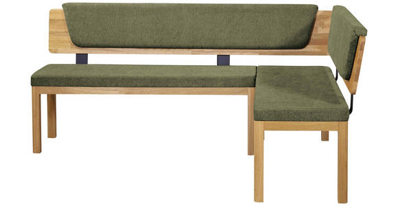 ECKBANK 248/171 cm Webstoff Grün, Eichefarben Eiche vollmassiv   - Eichefarben/Grün, KONVENTIONELL, Holz/Textil (248/171cm) - Linea Natura