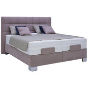 Boxspringbett 180 cm x 200 cm in Textil Beige - Chromfarben/Beige, KONVENTIONELL, Textil (180/200cm) - Bentley