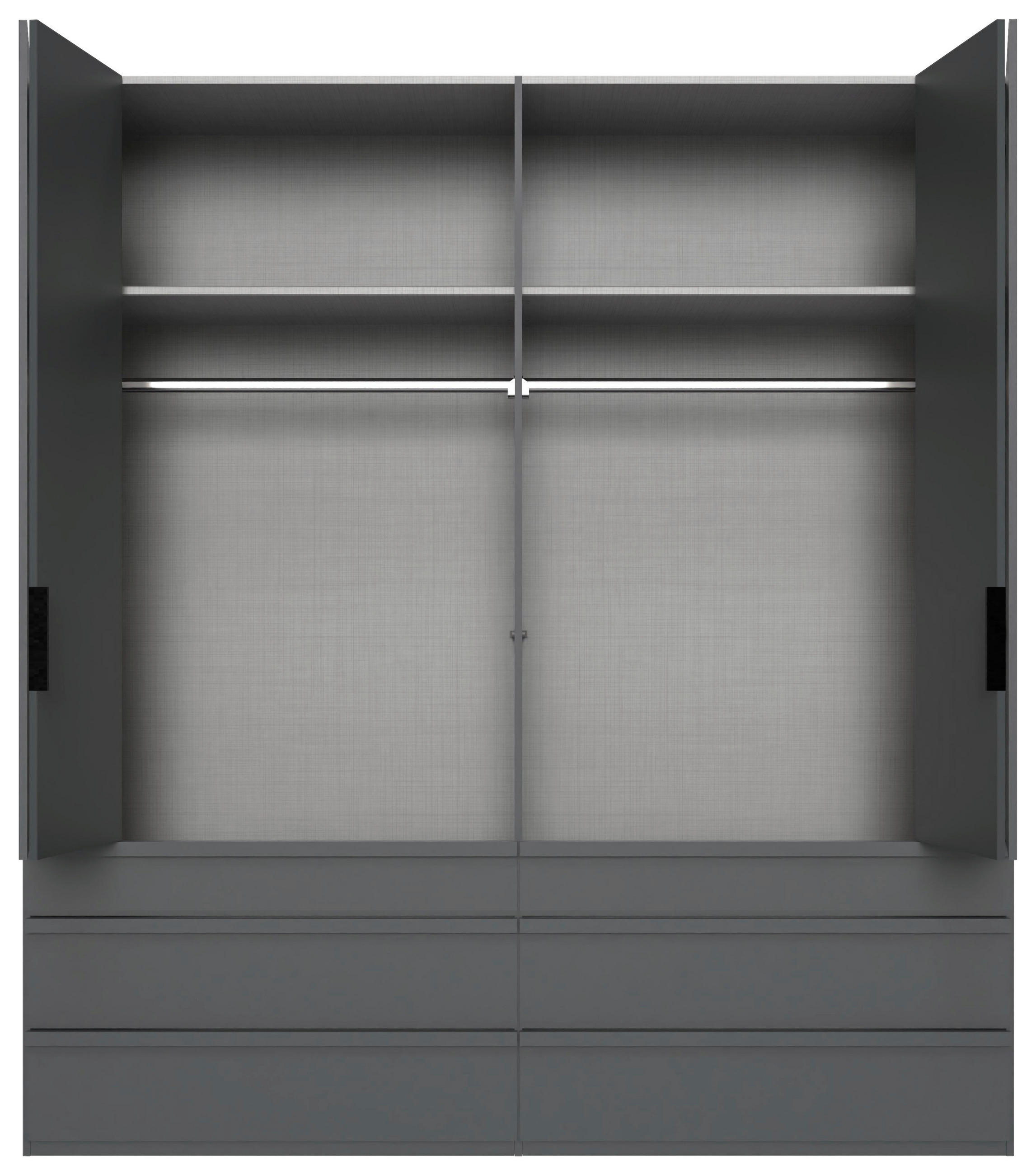 FALTTÜRENSCHRANK 200/216/58 cm 4-türig Graphitfarben  - Schwarz/Graphitfarben, Design, Holzwerkstoff (200/216/58cm) - Boxxx